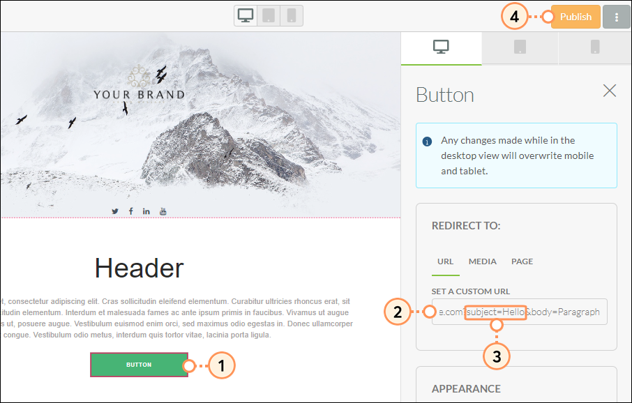 Adicionar e editar código mail to