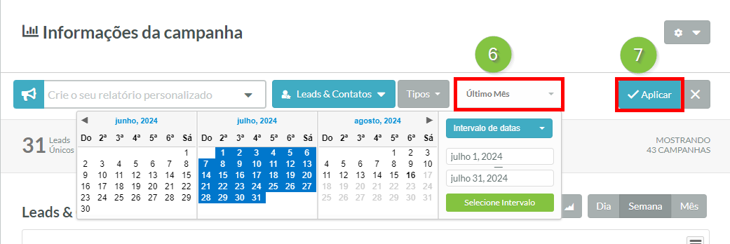 Selecionar intervalo de datas e aplicar