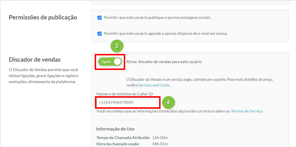 Insira um número de telefone