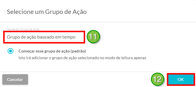 selecione o grupo de ação desejado