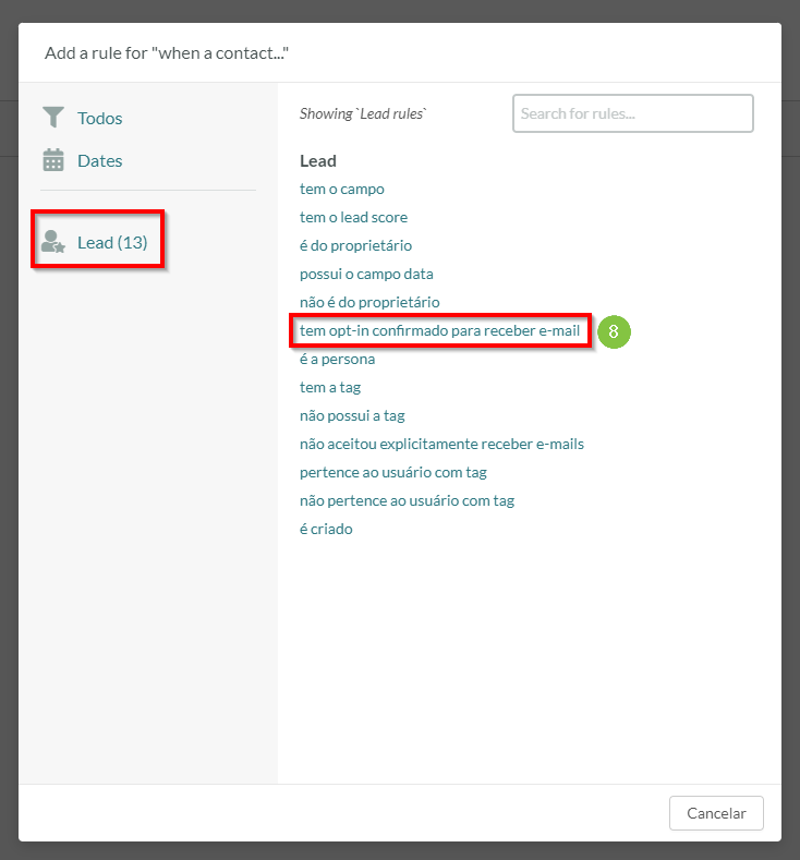 Opção de Regra de Opt-in
