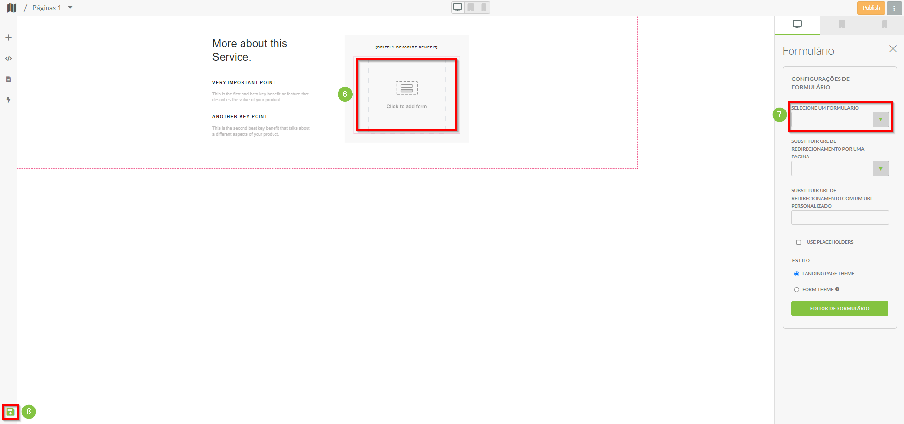 Adicionar o formulário de referência e salvar