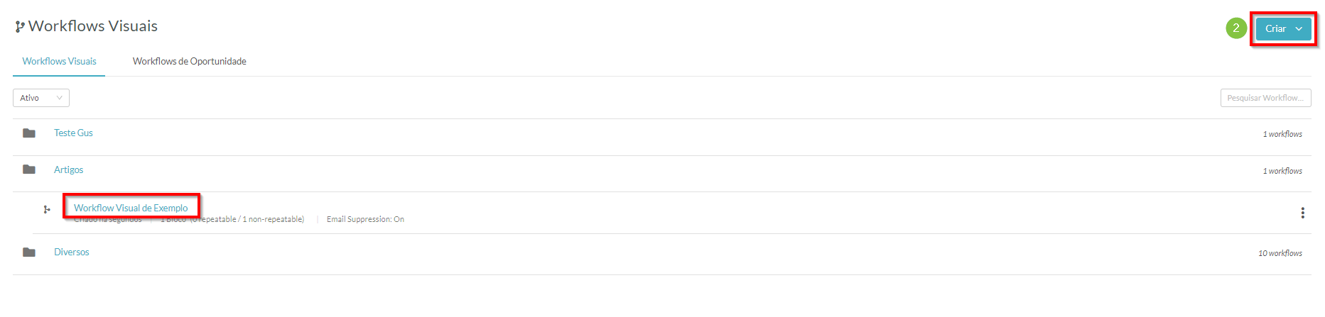 Criar ou editar um fluxo de trabalho