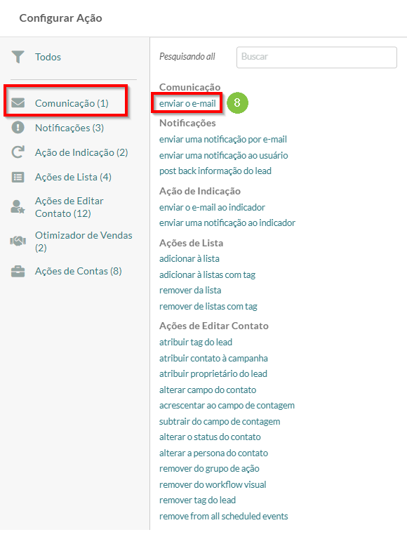 Selecionar enviar um e-mail