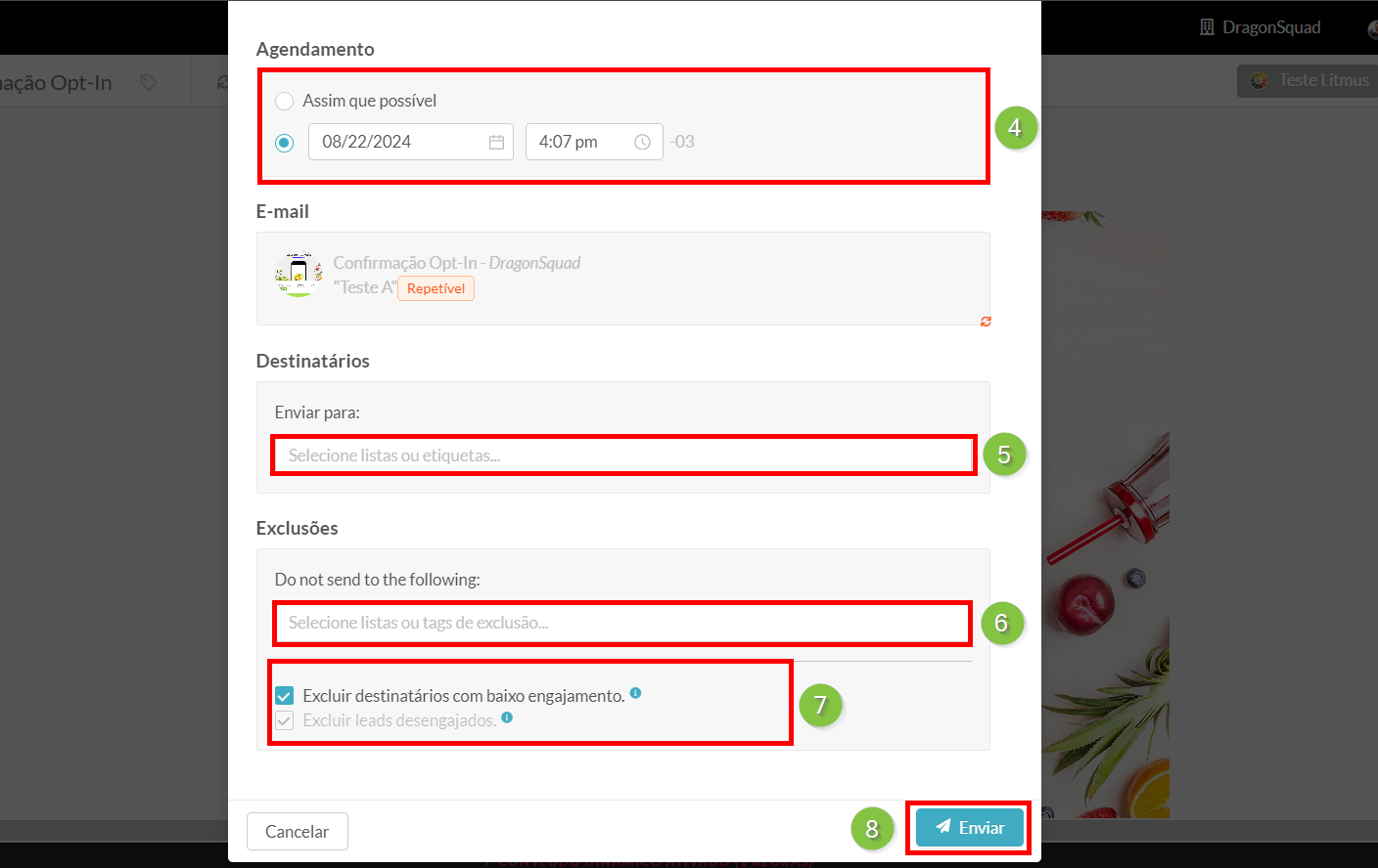 Configurações de envio