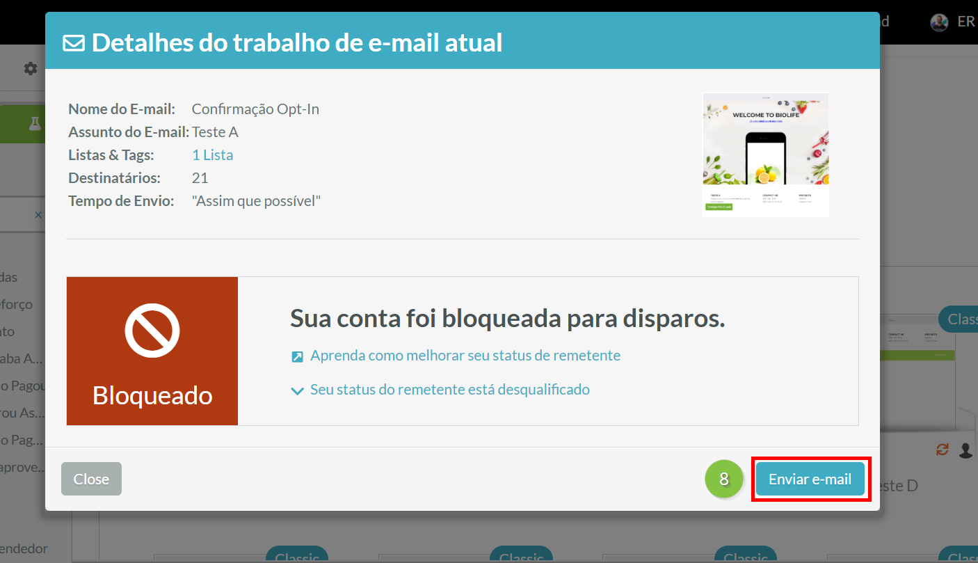 Confirmação de envio