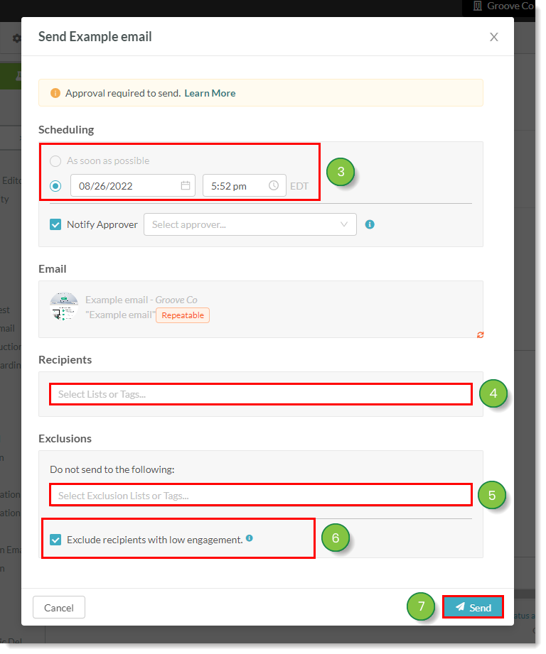 Configurações de envio