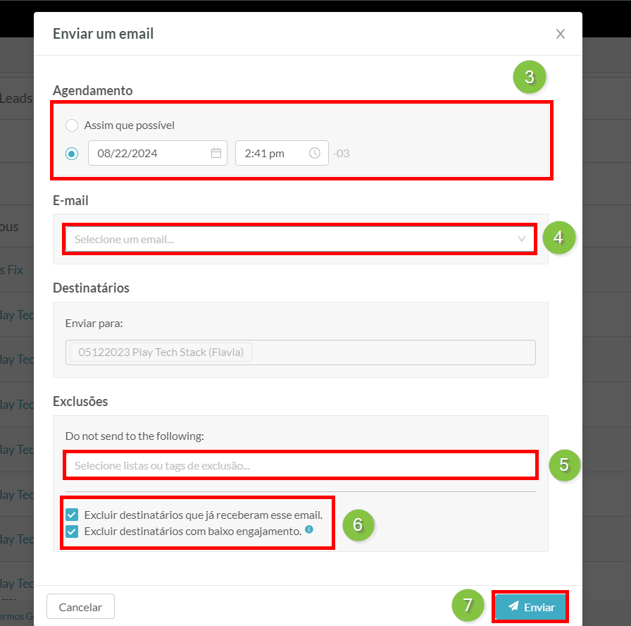 Configurações de envio