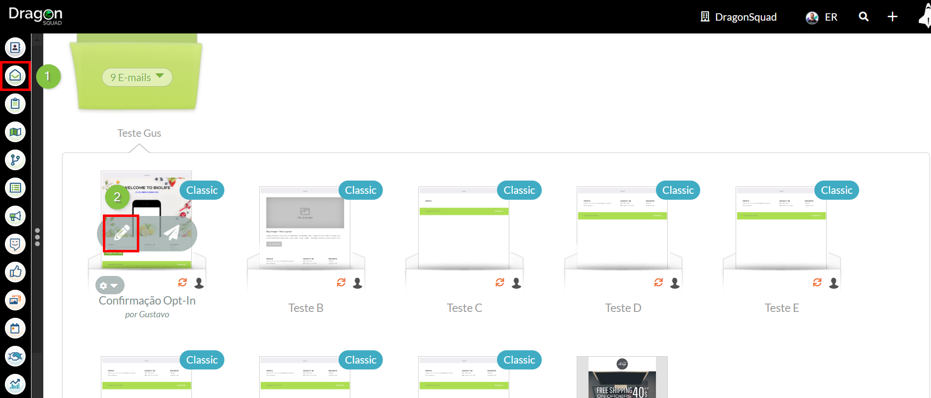 Excluindo listas das Configurações de Email