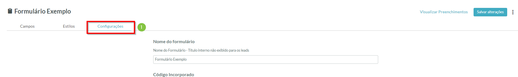 Configurações do Formulário