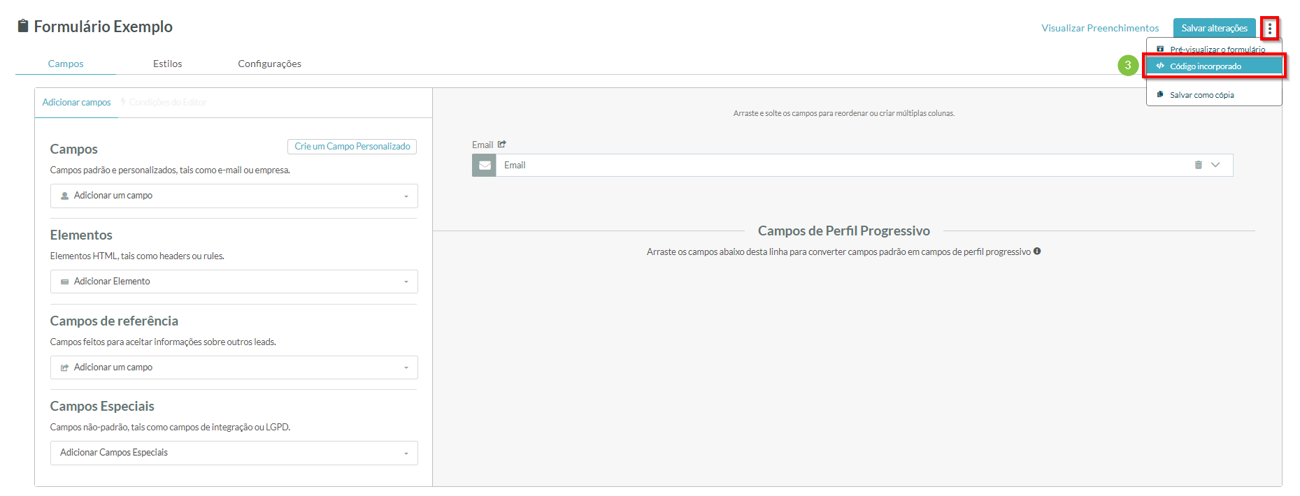 Access form's embed code