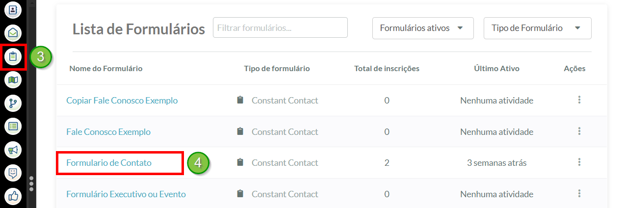 Selecione um formulário