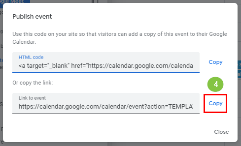 Copiar Link para Evento Público do Google