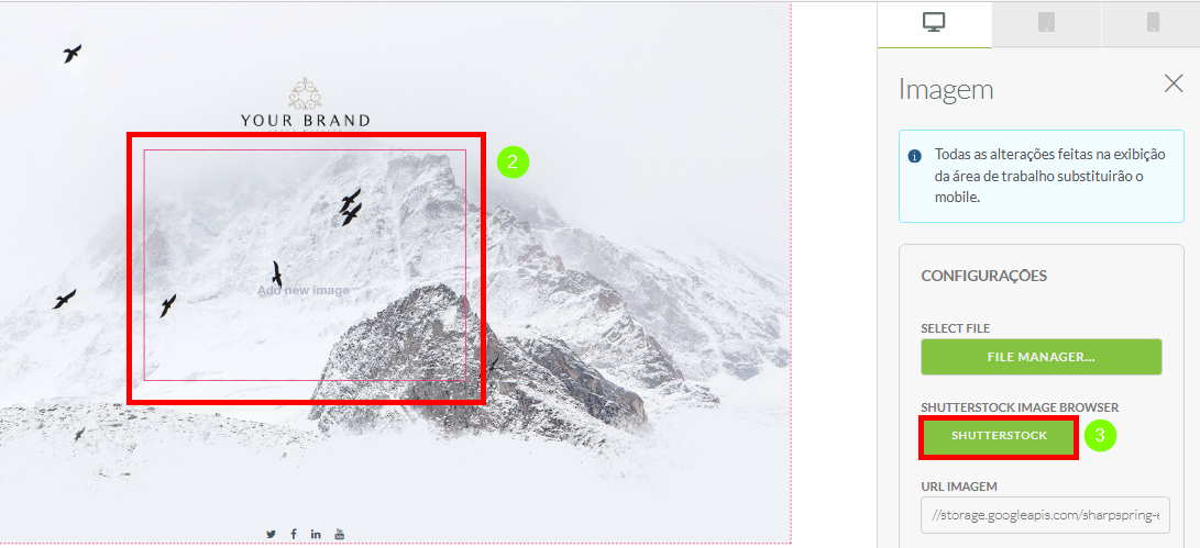 Selecione o elemento de imagem e escolha a opção Shutterstock