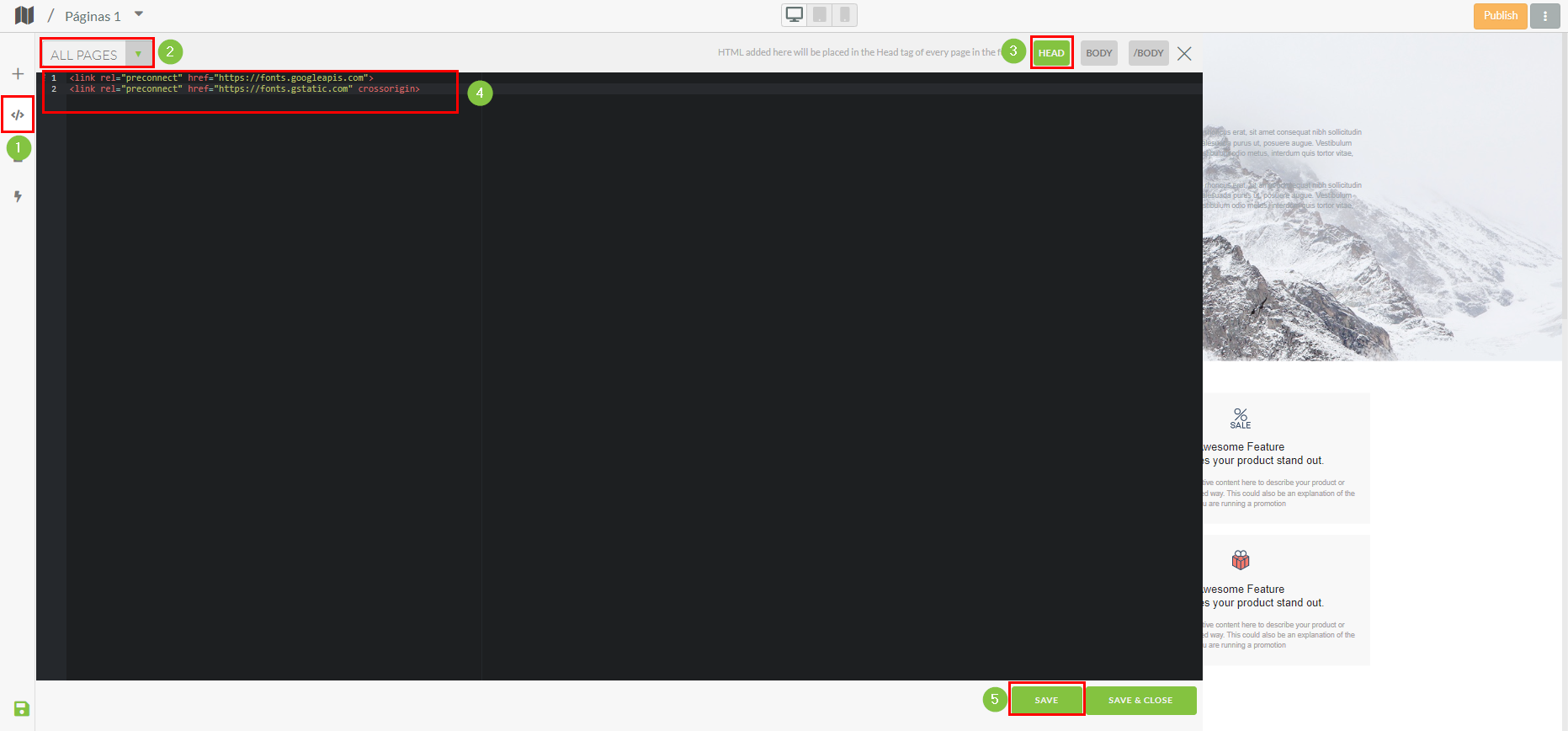 Inserir Código da Fonte Google