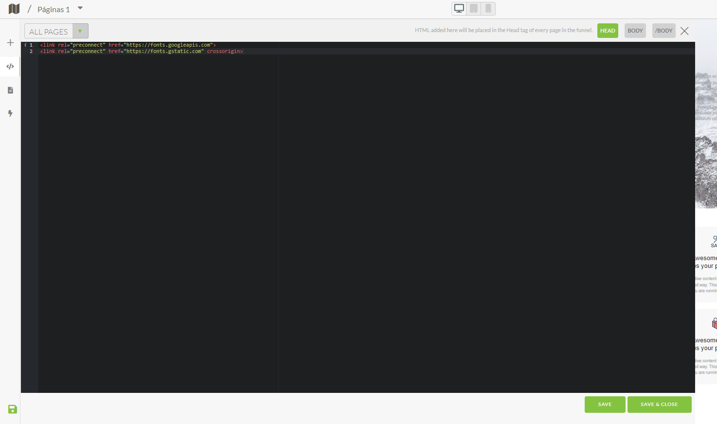 Código de exemplo da Fonte Google inserida