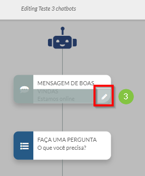 Passe o mouse sobre a mensagem de boas-vindas e clique no ícone de edição.