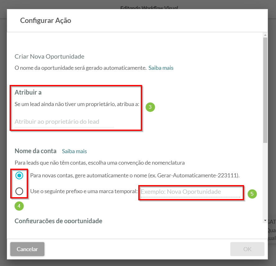 Insira as informações do lead