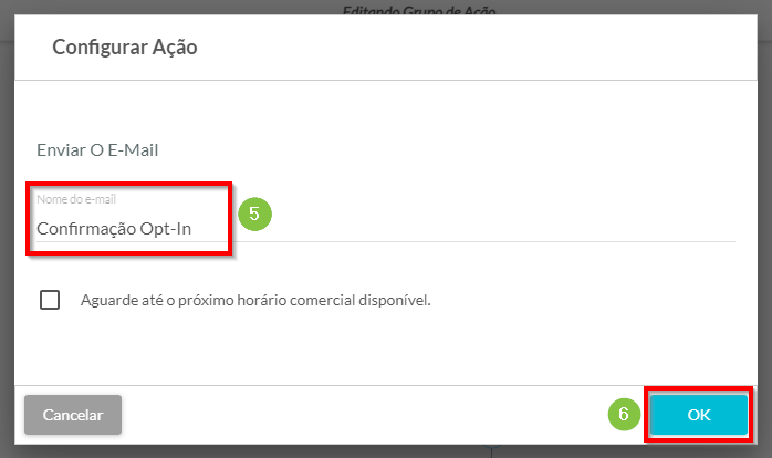 opções de e-mail