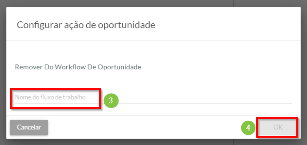 Configurações da ação