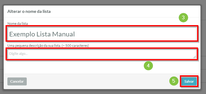 Digite o novo nome da lista