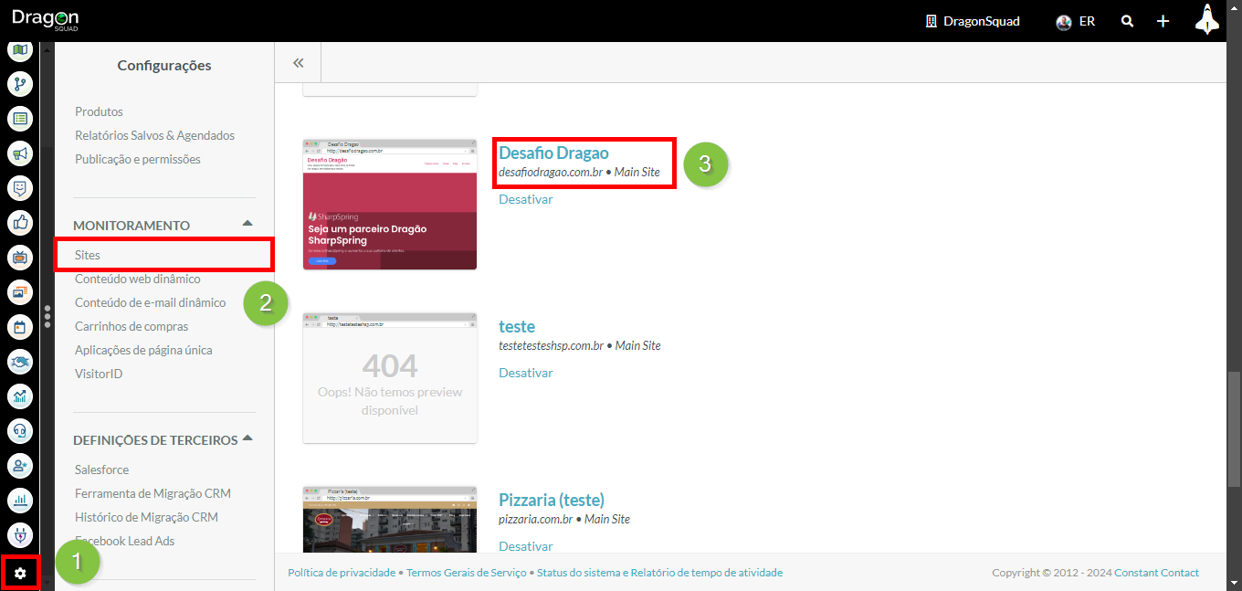Selecionar um site