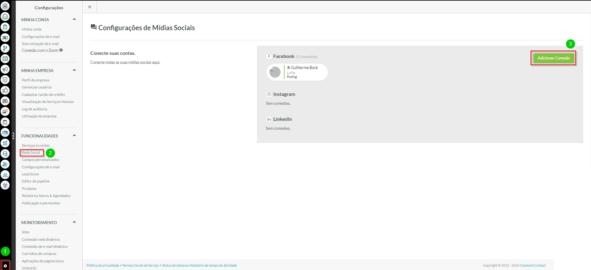 Adicionar conexão de mídia social