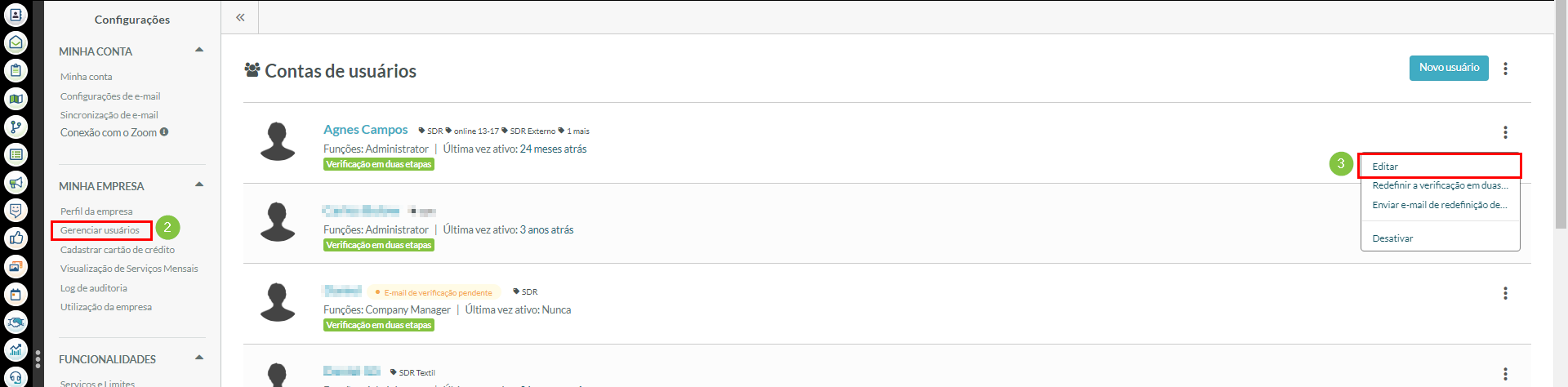 Editar Conta de Usuário