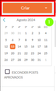 Clique em Criar no Calendário de Conteúdo