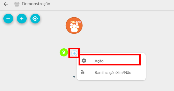 Selecione Adicionar > Ação