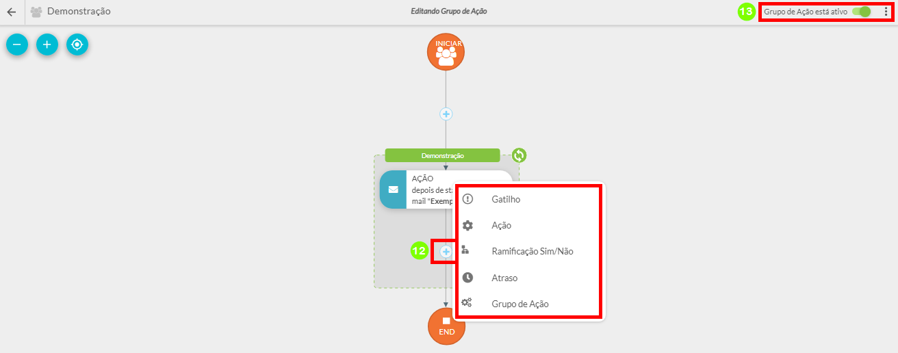 Finalizar o Grupo de Ação e Ativá-lo